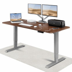 Desktronic Höhenverstellbarer Schreibtisch (180x80cm) - Schreibtisch Höhenverstellbar Elektrisch mit Flüsterleisem Dual-Motor & Touchscreen - Hohe Tragfähigkeit - Stehtisch HomePro Grau + Nussbaum 180 x 80 cm