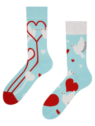 Dedoles Socken Unisex Damen Herren & Kinder Baumwolle viele lustige Designs Fussball Fahrrad Pferde Pflanzen Feuerwehr Geschenk links rechts verschieden 39-42 Weiße Tauben