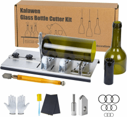Kalawen Flaschenschneider 5 Verstellbares Rad Glasschneider für Flaschen Set Edelstahl Bottle Cutter DIY-Werkzeug zum Schneiden von runden Flaschen und Flaschenhals Schwarz