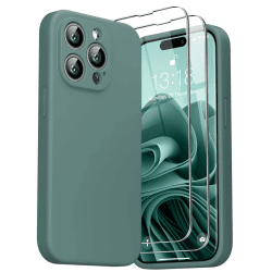 GOODVISH [3 in 1 Liquid Silicone Case Kompatibel mit iPhone 14 Pro Hülle (6,1") 2022, mit 2 Stück Schutzfolie, Ultra dünn Stoßfester Kratzfestem Handyhülle [Kameraschutz] [360°-Schutz], PineGrün iPhone 14 Pro 6.1 Zoll PineGrün