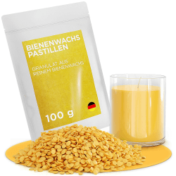 molinoRC 100g Bienenwachs [100% naturrein] - duftendes Bienenwachs für Kosmetik ohne Zusatzstoffe - Bienenwachs Pastillen für Kerzen und Bienenwachstücher - Beeswax Wachspastillen 100 g