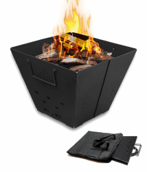 Snowpea - Tragbare Feuerstelle für Camping, Faltbare Feuerstelle, Outdoor-Feuerstelle mit Tragetasche, Eisen-Feuerschale für Picknicks, Lagerfeuer, Terrasse - KEIN GRILLROST