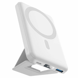 AOGUERBE Wireless Power Bank, 10000mAh Faltbarer Magnetische Powerbank Mini PD 22,5W Schnellladen mit LED Display, Kompatibel mit MagSafe für iPhone 16/15/14/13/12 Plus/Mini/Pro/Pro Max (Weiß)