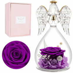 Muttertag Engel Ewige Rose Geschenke für Mama, Handgefertigte Eiwge Blumen Engel Figur Mutter Geschenke, Geburtstag Mama Oma Freundin Engel Geschenke für Frauen Violet
