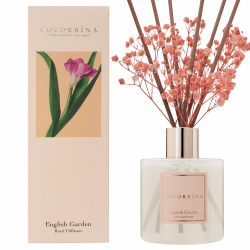 COCORRÍNA Raumduft Reed Diffuser mit 8 Duftstäbchen 200ml- Englischer Garten, Natürlich, Langanhaltend, Home Duft ätherisches Öl Reed Diffusor für Badezimmer Regal Dekoration