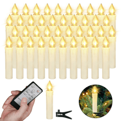 ZIYOUDOLI 40er LED Weihnachtskerzen Christbaumkerzen Weihnachtsbaumkerzen Kabellose Lichterkette Kerzen mit Timer Flackernde Dimmbar für Weihnachten Halloween Dekoration Lichterkette ohne kabel Warmweiß 40