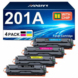 NOGIVY 201A 201X CF400A Toner mit Chip Kompatibel für HP 201A 201X CF400A CF400X Toner für HP Color Laserjet Pro MFP M277dw M252dw M277 M274n M252n M252 M277c6 (Schwarz Cyan Gelb Magenta, 4er-Pack) 1*Schwarz, 1*Cyan, 1*Gelb, 1*Magenta