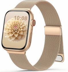 Jiamus Armband Kompatibel mit Apple Watch Armband 40mm 41mm 38mm 42mmm(Series10).Magnetisch Metall Edelstahl Ersatzarmband Damen Herren für iWatch SE Ultra Series10 9 8 7 6 5 4 3 2 1 RoséGold 38mm/40mm/41mm/42mm(Series 10)