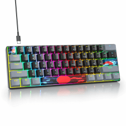 SOLIDEE mechanische Gaming Tastatur 60 Prozent,61 Tasten kompakte mechanische Tastatur RGB Hintergrundbeleuchtung,60% Prozent Tastatur mechanisch QWERTY,Roter Schalter für Win/Mac PC Laptop(61 Dark) 61 Dark/Red Switch