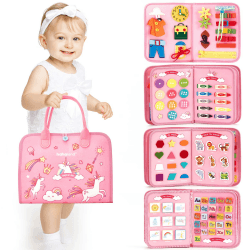hahaland Activity Board Montessori Spielzeug ab 1 2 3 4 Jahr, 7 in 1 Busy Board Motorikspielzeug, Lernspielzeug Entwickeln Baby Sensory Feinmotorik,Geschenk für Spielzeug ab 1 2 3 4 Mädchen Einhörner