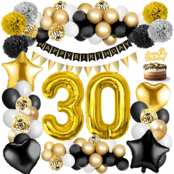 Amteker 30 Geburtstag Deko, 30 Geburtstag Männer Frauen, 30. Geburtstag Deko Luftballons Geburtstag, Konfetti Luftballons Deko 30 Geburtstag Frau Mann, 30 Geburtstagdeko Happy Birthday Deko 30 Gold