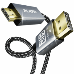 BENFEI 4K DisplayPort auf HDMI Kabel 1,8M [Geflochten, Aluminiumhülse], unidirektionales DisplayPort-Computer zu HDMI-Monitor, DP 1.2 zu HDMI 1.4 kompatibel mit HP ThinkPad AMD NVIDIA Desktop 1,8 Meter 1