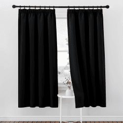 PONY DANCE Schlafzimmer Gardinen und Vorhänge für Schiene Vorhang Schwarz Blickdicht 2er Set H 175 x B 140 cm Lichtundurchlässige Vorhänge Wärmeisolierend Thermovorhang mit Kräuselband H175 x B140 cm (2er Pack) Schwarz