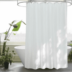 EurCross Duschvorhang 160x200 Weiß Textil Stoff Antischimmel Wasserdicht Bad Vorhänge, Schnell Trocknend Waschbar Duschvorhänge für Badezimmer mit 11 Ringen Weiß H200 x B160 cm (1er Pack)