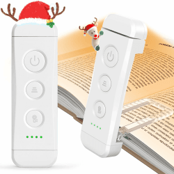 Glocusent Leselampe Buch Klemme, Augenschonende Bücher Leselampe mit 3 Farben & 5 dimmbaren Helligkeiten, Wiederaufladbar Buchlampe, Buch Leselicht perfekt für Weihnachtsgeschenke und Kinder Altweiß