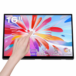 Akntzcs Touchscreen Portable Monitor 16 Zoll 1920 x 1200P Tragbarer Monitor IPS Bildschirm, Externer USB Typ-C Monitor für PC Laptop Telefone Computer Ras Pi, Integrierter Ständer【Aufgerüstet】 16 IN 1920P|Touchscreen
