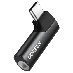 UGREEN USB C auf 3,5mm Klinke 90 Grad Winkel Adapter auf Klinke, Aux Kopfhörer Adapter mit DAC Chip kompatibel mit iphone16/16pro/16plus/16pro max, Galaxy S 24 Serie, iPad, Mac(Schwarz)
