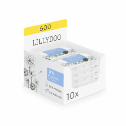 LILLYDOO Baby Feuchttücher mit 99% Wasser, 10 x 60 Stück (600 Feuchttücher), 100% plastikfreies Tuch, ohne Parfüme & mild wie Watte und Wasser 60 stück (10er Pack)