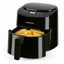 GOURMETmaxx Heißluftfritteuse | 4,5L Airfryer | Timer & Touchscreen | Fritteuse mit 9 Funktionen & 8 Programmen | energiesparend frittieren, nahezu ohne Öl | Minibackofen - 1400 W Schwarz 4,5 Liter