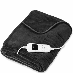 sinnlein® Heizdecke aus Plüsch 160 x 120 cm | elektrische Wärmedecke mit Abschaltautomatik | Kuscheldecke | Timerfunktion | 9 Temperaturstufen | waschbar bis 40°C | Digitalanzeige 160 x 120 cm Anthrazit