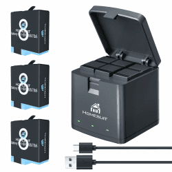 Homesuit Hero 8 Akku (3 Pack) und 3-Kanal USB Speicherladegerät für Gopro Hero 8 Black, Hero 7 Black, Hero 6 Black 1*LED ladegerät & 3*Hero 8 akku