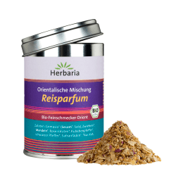 Herbaria Reisparfum bio 70g M-Dose – fertige Bio-Gewürzmischung für orientalische Reisgerichte, helle Beilagen wie Kartoffeln und Blumenkohl sowie für Cremesuppen – in nachhaltiger Aromaschutz-Dose
