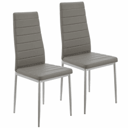 Juskys Esszimmerstühle Loja 2er Set mit Kunstleder Bezug & hoher Rückenlehne - stabiles Stahl Gestell bis 120 kg belastbar - 2 Stühle für Esszimmer & Küche - Küchenstühle Esszimmerstuhl - Grau 2er Set Grau