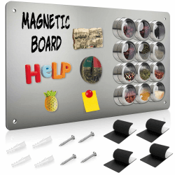 Raweao Magnettafel für Wand Urlaubs Magnete 43.5x30cm, A3 Groß Magnetwand Kinder, Edelstahl Magnetisch Tafel Klein zum Aufhängen, Metalltafel für Wohnung Büro Küche Edelstahl - 1 Stück