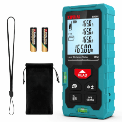Laser Entfernungsmesser Hohe Genauigkeit, 50 m, Kiprim LD50E, Laser-Maßband, Compaktes Laser-Messgerät mit Größerem Hintergrundbeleuchtetem LCD-Display, ft/m/in-Umschaltung, Wasserwaage LD50E(50m)