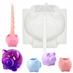 Silikonform Kerzenhalter, Snowtain 1 Pcs Schwein Silikonform, DIY Kreativ Kerzenständer, Gießform Kerzenhalter für die Meisten Kerzen
