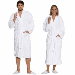 ZOLLNER Bademantel lang - hautfreundlich und super saugstark - Unisex - Baumwolle - Größe XS-6XL - waschbar bis 95°C - Hotelqualität - Oeko Tex® zertifiziert, 020 XL Weiß