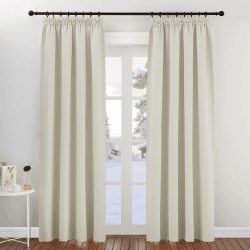 PONY DANCE Wärmeisolierende Vorhänge mit Kräuselband Thermogardine Kälteschutz 2er Set H 200 x B 140 cm Vorhänge Wohnzimmer Verdunkelungsvorhang für Schienensystem, Hellbeige H200 x B140 cm (2er Pack) Hellbeige