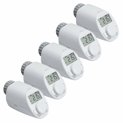 eqiva 5er Set Elektronik-Heizkörperthermostat Model N mit Boost-Funktion und leisem Kompaktgetriebe 5er-Set
