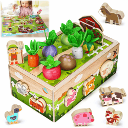 MuMua Montessori Spielzeug ab 1 2 Jahr: Geschenke ab 1 Jahr Junge Mädchen Holzspielzeug Kinderspielzeug Ab 1 2 Jahr Karotten Steckspiel ab 1 Jahr Motorikspielzeug Geburtstagsgeschenk Farm