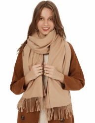 MaaMgic Schal Damen Warm Herbst Winter unifarben Baumwolle mit quasten/fransen, 40+ Farben Einfarbig Pashmina Schals und Tücher für abendkleid xl Stola Scarf Winterschal MEHRWEG Beige Hellcamel