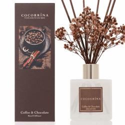 Cocorrína Raumduft Reed Diffuser mit 8 Duftstäbchen 200ml- Kaffee & Schokolade, Natürlich, Langanhaltend, Home Duft ätherisches Öl Reed Diffusor für Badezimmer Regal Dekoration