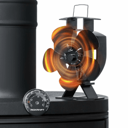InoKraft Kaminventilator 5 Flügel Ofenventilator Ohne Strom mit Thermometer, Leiser Betrieb, Kaminöfen Wärmebetriebener Ventilator, Hitzebetrieben stove fan für Holzbrenner/Kamin, Geschenk für Eltern
