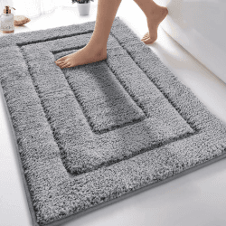 DUNSOO Badezimmerteppich, Badematte rutschfest Waschbar, Weiche Badteppich Wasserabsorbierend Mikrofaser Badvorleger für Dusche,Badewanne und Toilette - Grau 60 x 150 cm