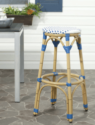 SAFAVIEH Transitional Outdoor Barstool, in Grey, White and Light Brown