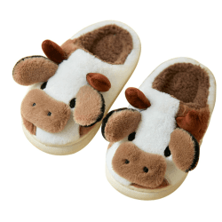 papasgix Cow Slippers Kuh Hausschuhe Unisex Flauschig Damen Herren Plüsch Tiere Pantoffeln Niedliche Cartoon Hauspantoffeln Winter Kuschelige Warme Schuhe Indoor Mädchen Frauen 38/39 EU Kuh Kaffee