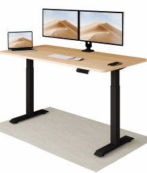 Desktronic Höhenverstellbarer Schreibtisch 160x80 cm - Stabiler Schreibtisch Höhenverstellbar Elektrisch - Standing Desk mit Touchscreen und Integrierten Ladesteckern Schwarz + Eiche 160 x 80 cm