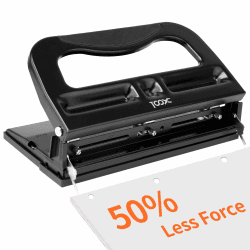 XOOL 3-fach Büro Locher für 40 Blatt, verstellbarer Locher aus Metall, Ergonomisches Design Bürolocher