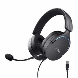 Trust Gaming GXT 490 Fayzo Gaming Headset USB 7.1 Surround Sound, 50mm Treiber, 85% Recyclingkunststoff, Mikrofon mit Geräuschunterdrückung, RGB Over-Ear Kopfhörer für PC PS5 - Schwarz USB 7.1 Surround Sound Schwarz