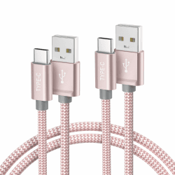 Basesailor USB C Ladekabel 1M 2Stück,Nylon Typ C Schnellladekabel für New Kindle Fire HD 10 9th 2019 8 10th 2020 11. Gen 2021,Samsung Galaxy A54,A42,A34,A14,M33,M53,M23,M13,S23,S22,Z Flip Fold 5 Ultra 1M Rosa