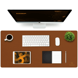 K KNODEL Tischunterlage, Schreibtischunterlage, 90 x 43cm PVC Tischunterlage, Laptop Tischunterlage, wasserdichte Schreibunterlage für Büro- oder Heimbereich, doppelseitig (Braun/Grau) Braun / Grau 43cm x 90cm