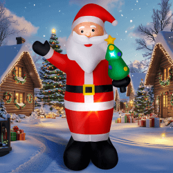 8FT/244CM Aufblasbarer Weihnachtsmann für Draußen Aufblasbarer Weihnachts mit Integrierten LEDs Aufblasbare Hofdekoration für Draußen Garten Rasen und Feiertags Party Dekor
