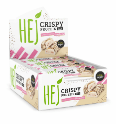 HEJ Crispy Proteinriegel Snack – Low Sugar Eiweißriegel | 14g Protein & 162kcal pro Riegel | Vegetarisch & ohne Palmöl – 12x45g White Chocolate Strawberry White Chocolate Strawberry 12 Stück (1er Pack)