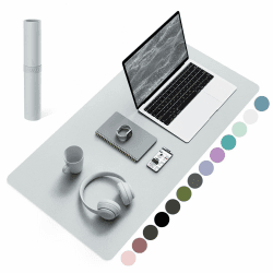 YSAGi Schreibtischunterlage, Mauspad mit Leder und Rutchfeste Wildleder, Multifunktionales Office Mousepad Laptop Schreibunterlage, Tischschutz Unterlage für Büro/Home-Office (Silbergrau, 80x40cm) Silbergrau 80*40cm