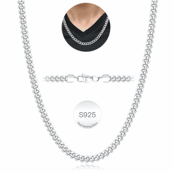 Rajputana S925 Sterling Silber Plattiert 3mm/5mm Dicke Kubanische Kette für Männer Robuste Herren Silber Gold Kette Hypoallergene Kandare Kette Halskette Schmuck für Männer 18/20/22/24 Zoll 28Zoll(70cm) 5mm-Silver
