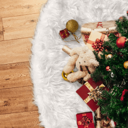 GIGALUMI Weihnachtsbaumdecke Weiß Plüsch Christmasbaumdecke Rund Tannenbaum-Unterlage Weihnachtsbaumteppich Ornamente Dekoration für Weihnachten φ150cm Weiß